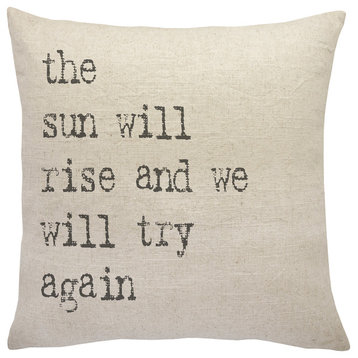 "The Sun Will Rise" Linen Pillow, 18"x18"