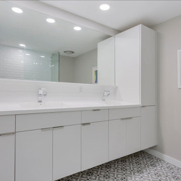 Streamlined Floating Double Vanity with Integrated Sinks and Sleek Storage