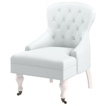 Classic Accent Chair, Comfortable Seat With Diamond Button Tufted Back, Egg Blue