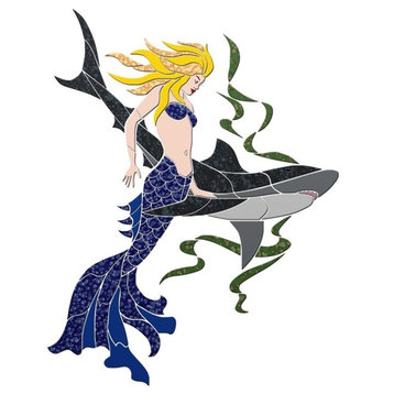 Mermaid & Shark Ceramic Swimming Pool Mosaic 60"x46"