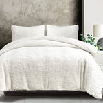 HiEnd Accents - Porto Matelasse Comforter Set, 3PC, Vintage White, Super King - Porto Matelasse graces your bed with the textural beauty of abstract matelasse. Timeless and effortlessly elegant, matelasse presents a supple, rich tactile feel and soothing warmth without the bulk. This set comes in vintage white and light taupe to match a variety of styles and palettes, creating a versatile classic or traditional base for your bedroom ensemble.