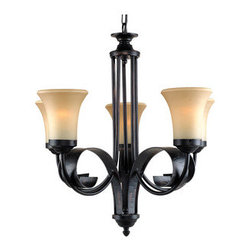 Royce Lighting - Saltillo 5 Light Chandelier By Royce Lighting With Sepia Tinted Glass Shades - Chandeliers