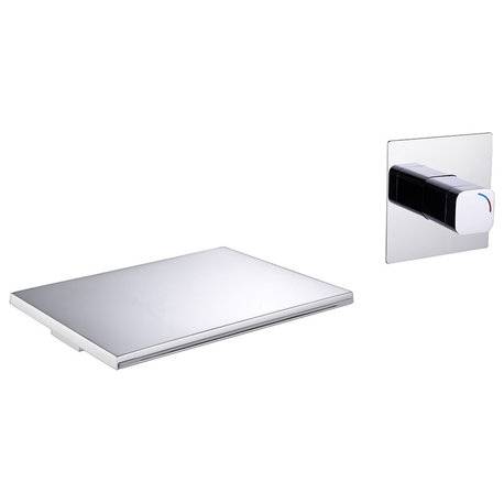 Waterfall Wall Mount Chrome Single Handle Bathroom Sink Faucet Solid Brass