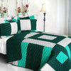 Natural Beauty 3PC Vermicelli-Quilted Patchwork Quilt Set-Full/Queen Size