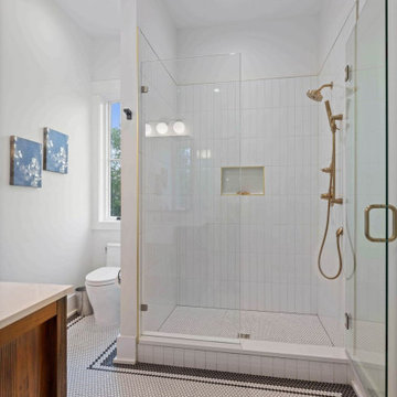 Spa-Like Modern Farmhouse Master Bath: Double Marble Vanity, Freestanding Tub, G