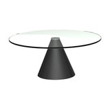 Oscar Round Coffee Table, Clear Glass, Black Base, Small