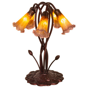 17 High Amber/Purple Pond Lily 5 LT Table Lamp