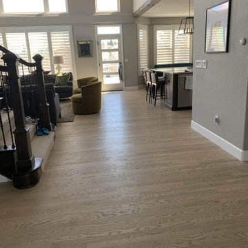 Red oak floor bleached with light colored penetrating oil