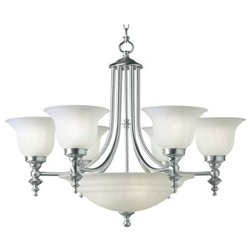 Dolan Designs Richland 6+3 Light Bowl Chandelier Satin Nickel