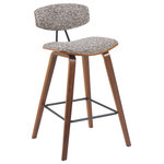 Armen Living - Fox Swivel Counter Height Bar Stool With Speckled Brown and Walnut - Whether drawn up to a sleek kitchen island or rounding out your home bar with a perfect perch, the Fox Stool Collection delivers versatile seating with timeless modern style. This mid-century-inspired stool features a gently curved back and padded seat, designed with high-density foam for lasting comfort during long meals or casual lounging. The medium-high back provides just the right amount of support while promoting healthy posture. Framed in durable layered hardwood and paired with a powder-coated steel footrest, each stool balances style and function with ease. Upholstery options now include rich vegan leather or soft-touch performance fabric in a variety of finishes ' including speckled textures in brown and blue, and smooth woven fabrics in white, light blue, and grey. Frame finishes range from walnut and black brushed wood to patterned oak, giving you flexibility to match your aesthetic. Whether you lean classic, Scandinavian, or contemporary, the Fox stool adapts seamlessly to your space. Choose from counter height or bar height to suit your kitchen island, breakfast nook, dining area, or home bar. With its clean lines and supportive construction, Fox is built to elevate your space ' and built to last.