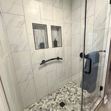 Navy and White Jack and Jill Bathroom