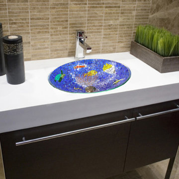 Tropical Paradise Mosaic Glass Sink