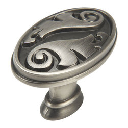 Cosmas - Floral Cabinet Oval Oblong Knob, Set of 25 - Cabinet And Drawer Knobs