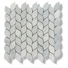 12"x12" Carrara Marble Leaves Polished Mosaic Tiles, Design 46