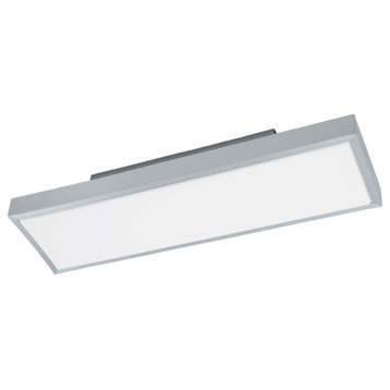 1x12.9W LED Ceiling Light, Brushed Aluminum Finish & White Plastic Glass