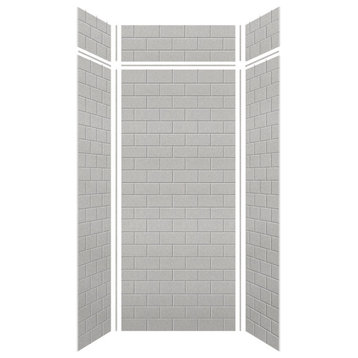 Transolid SaraMar 36"x36"x96" 6-Piece Shower Wall Kit With Extension, Grey Beach
