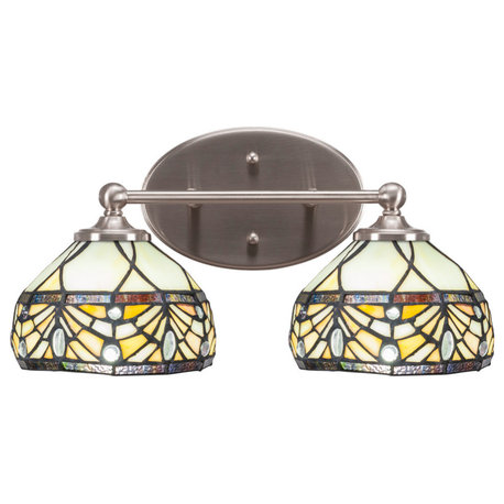 Capri 2-Light Bath Bar, Brushed Nickel/Royal Merlot Art