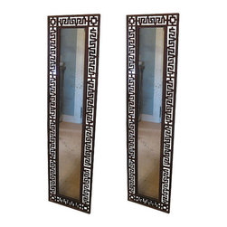 Pair of Tall Wrought Iron Greek Key Border Mirrors - Products