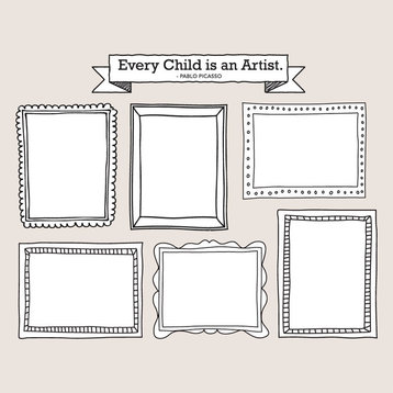 Kids Art Display Frames Vinyl Wall Sticker, Picasso Quote Banner