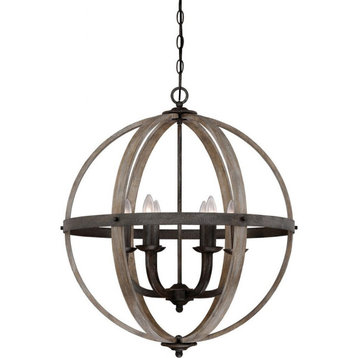 Quoizel Lighting - Fusion Chandelier 6 Light Steel/Wood - 28.5 Inches
