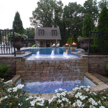 fire & water w/ infinity edge custom gunite pool
