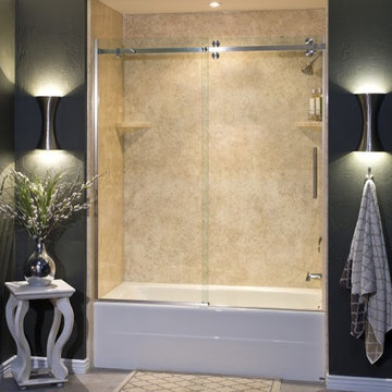 Contemporary Shower Doors with Unique Door Sliding System (Closed Door)