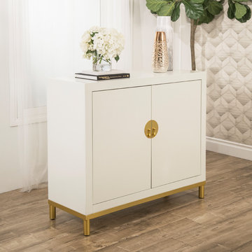 Abbyson Living Nagoya White Lacquer Two Door Cabinet