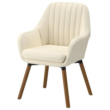 Contemporary Accent Chair, Hardwood Frame With Channel Tufted Backrest