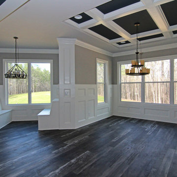 Open Dining Room with Coffered Ceiling