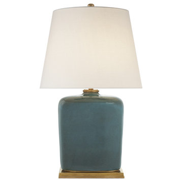 Mimi Table Lamp in Oslo Blue with Linen Shade