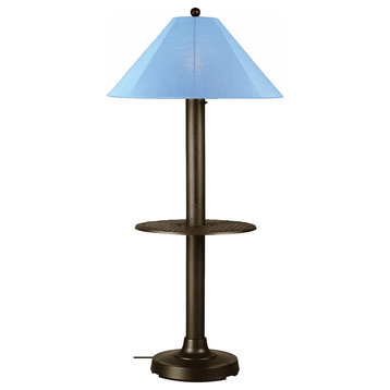 Catalina Floor Table Lamp 39697 With 3" Bronze Body And Sky Blue Sunbrella Shade