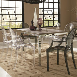Coaster Eldridge 7-Piece Chrome Base Dining Set with Crystal Chairs - Dining Sets