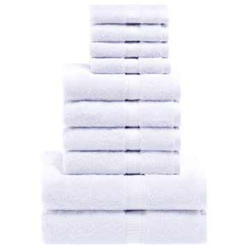10 Piece Egyptian Cotton Soft Hand Bath Towels, White