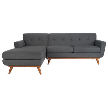 Safavieh Couture Opal Linen Tufted Sectional Sofa, Slate/Grey