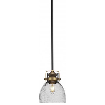 Easton 1-Light Mini Pendant, Matte Black & Brass
