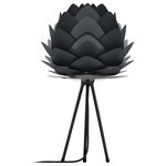 UMAGE - Aluvia Table Lamp, Anthracite/Black - Modern. Elegant. Striking. The VITA Aluvia is an artistic assemblage of 60 precision-cut aluminum leaves, overlapping each other on a durable polycarbonate frame. These metal leaves surround the light source, emitting glare-free, ambient light.  The underside of each leaf is painted white for increased light reflection, and the exterior is finished in one of two different colors: subtle Pearl or dramatic Anthracite. Available in two sizes, the Medium (18.9"H x 23.3"W) can be used as a pendant or hanging wall lamp, while the Mini (11.8"H x 15.7"W) is available as a pendant, table lamp, floor lamp or hanging wall lamp. Hang it over the dining table, position it in a corner, or use as a statement piece anywhere; the Aluvia makes an artistic impact in any room.