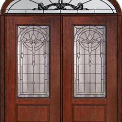 Prehung Transom Double Door 80 Fiberglass Palacio 3/4 Lite Glass - Front Doors