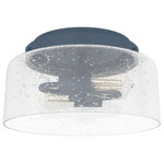 Hunter - Hunter 19163 Hartland - 2 Light Flush Mount - A small light fixture with a lot of sparkle. The HHartland 2 Light Flu Indigo Blue Seeded G *UL Approved: YES Energy Star Qualified: n/a ADA Certified: n/a  *Number of Lights: 2-*Wattage:60w E26 bulb(s) *Bulb Included:No *Bulb Type:E26 *Finish Type:Indigo Blue