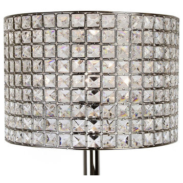 58" Polished Nickel Crystal Beaded Floor Lamp