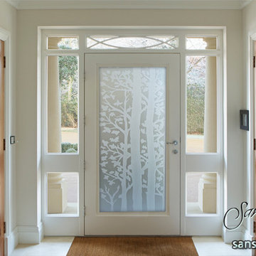 Forest Trees 3D Private Glass Front Doors - Exterior Glass Doors - Glass Entry D