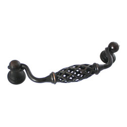 Cosmas - Cosmas Oil Rubbed Bronze Birdcage Cabinet Knobs and Pulls, Set of 5, Drop Pull - Cabinet And Drawer Handle Pulls