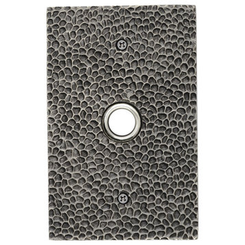 Solid Brass Large Hammered Plate Doorbell in 4 Finishes, Pewter