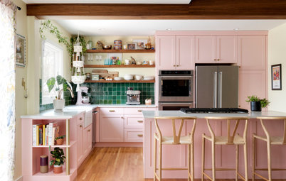 Kitchen of the Week: Warm and Cheerful Style With Pink Cabinets