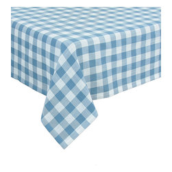 Xia Home Fashions - Gingham Check Tablecloth, 65"x108" Blue - Tablecloths