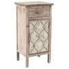 Damask Carved Wood 1-Door 1-Drawer End Table with Storage