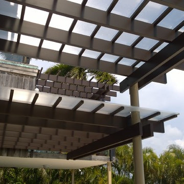 Fiberglass Pergola with Fixed Canopy in Coconut Grove, FL