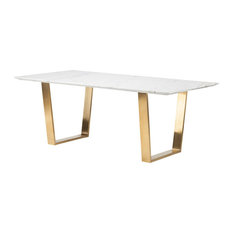 Marble Top Desks Houzz Nuevoliving 79 Uber Modern Office Desk With White Marble Top Brushed Gold Stainless