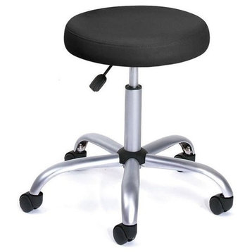 Pemberly Row 20.5" Vinyl Easy Movement Caressoft Doctor's Stool in Black