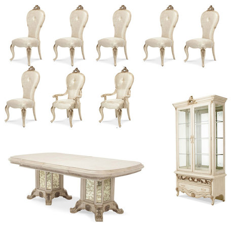 Platine de Royale 10-Piece Rectangular Double Pedestal Wood Dining Set