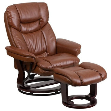 Pemberly Row Leather Recliner in Vintage Brown